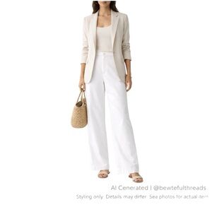 White Wide Leg Pants Cotton Minimalist Quiet Luxury Coastal Chic 16
